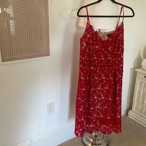 Red lace plus size dress